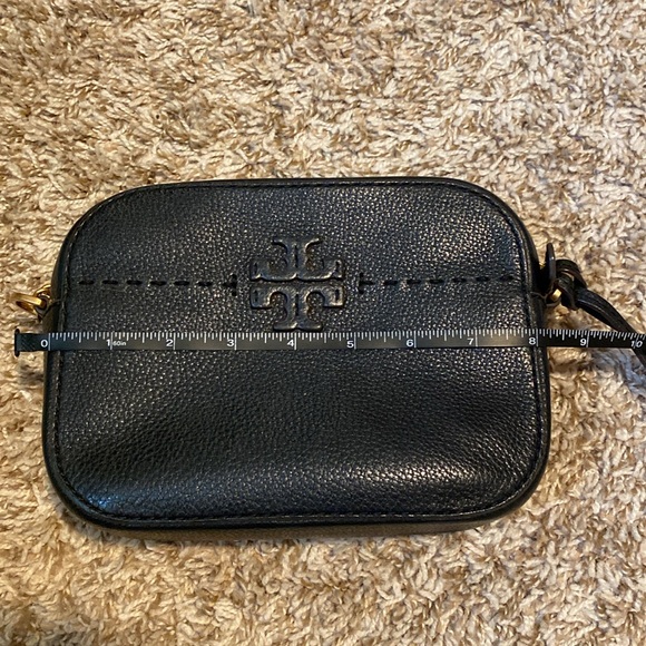 Tory Burch McGraw Camera Bag Black Leather Crossbody - Picture 9 of 11
